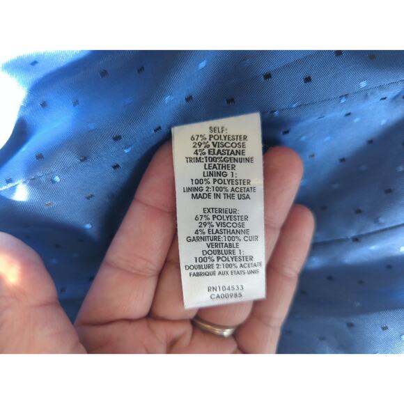 Nanette Lepore Navy Patterned Blazer Leather Trim Size 2 - Picture 5 of 5